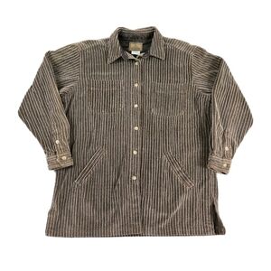 Vintage Brown Wide Whale Corduroy Shacket Mens L Button Up Shirt Jacket Western